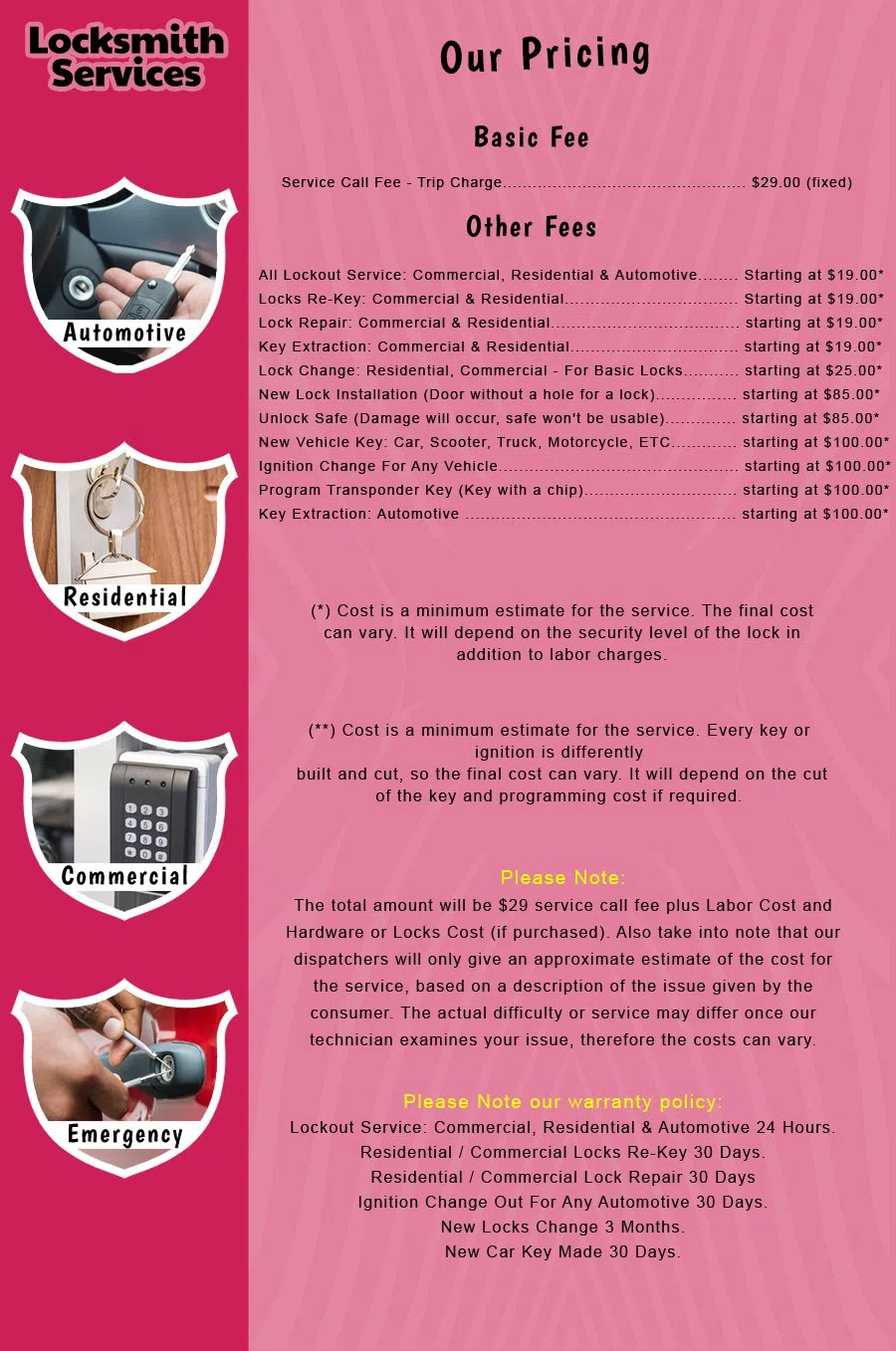New Brunswick NJ Locksmith Store New Brunswick, NJ 732-798-5488 - price-list-c-18